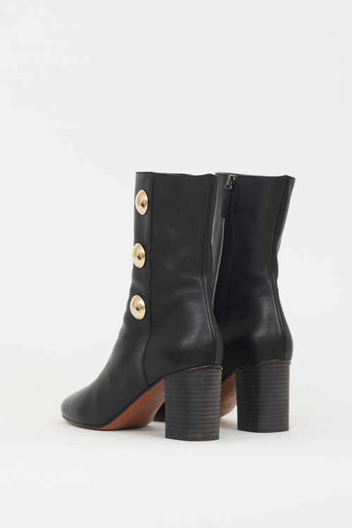 Chloé Black 
Gold Leather Orlando Boot