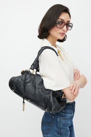 Chloé Black 
Gold Leather Paddington Bag