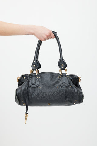 Chloé Black 
Gold Leather Paddington Bag