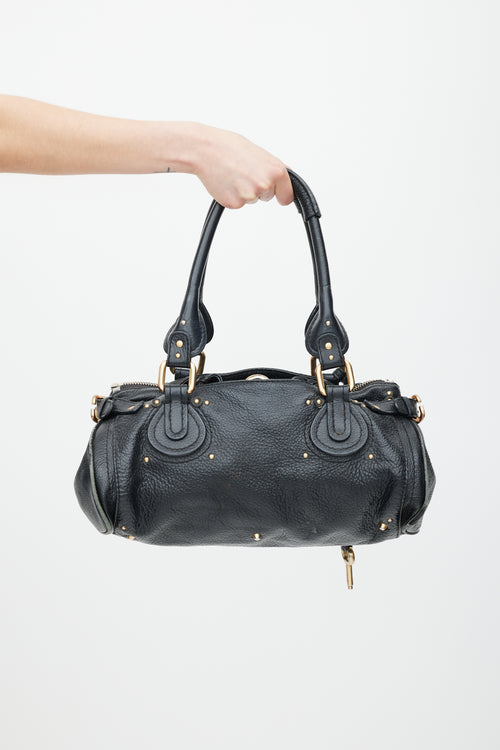 Chloé Black 
Gold Leather Paddington Bag