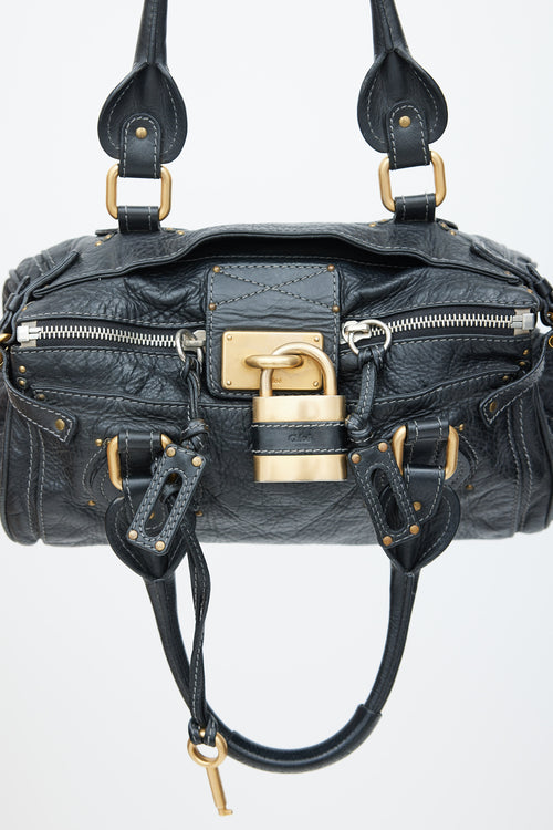 Chloé Black 
Gold Leather Paddington Bag