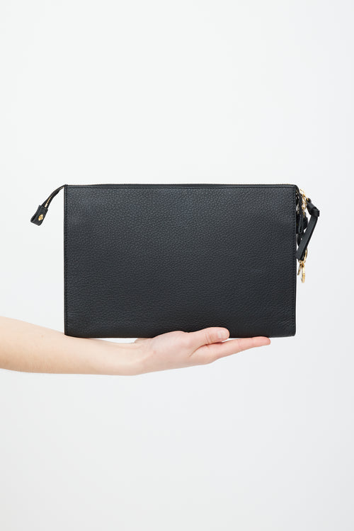 Chloé Black 
Gold Pebbled Leather Pouch