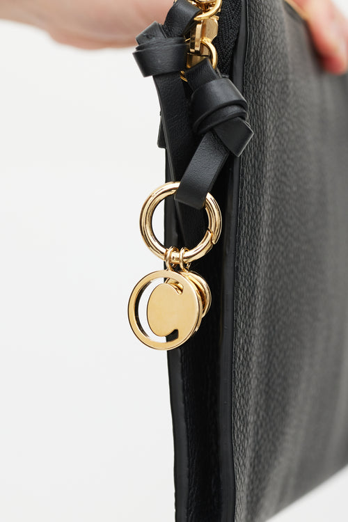 Chloé Black 
Gold Pebbled Leather Pouch