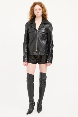 Black Panel Leather Jacket