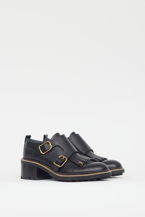 Chloé Black Leather Fringe Loafer