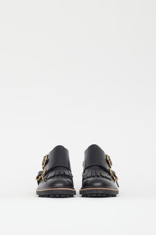 Chloé Black Leather Fringe Loafer