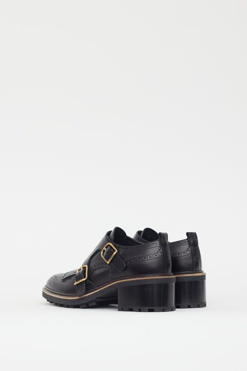 Chloé Black Leather Fringe Loafer