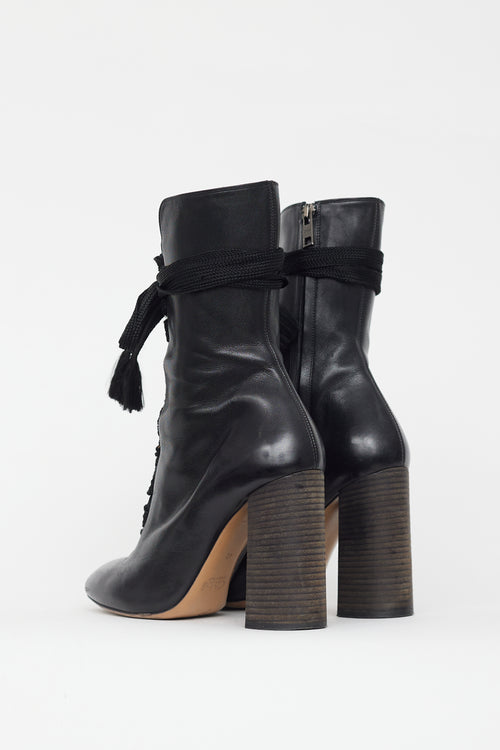 Chloé Black Leather Lace Up Boot