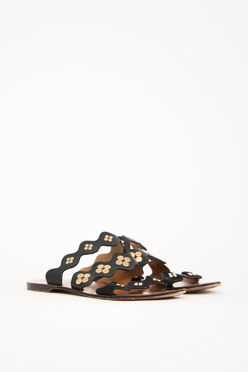 Chloé Black Leather Lauren Sandal