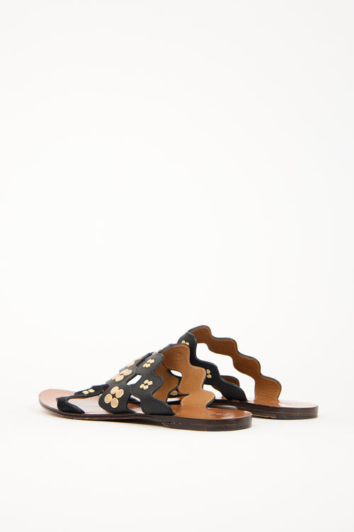 Chloé Black Leather Lauren Sandal