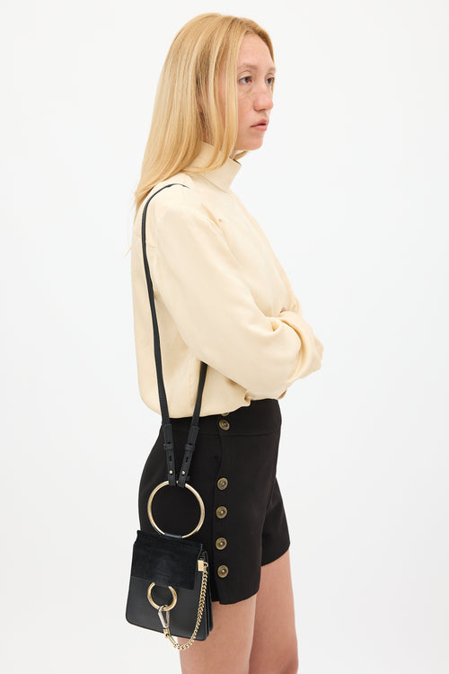 Chloé Black Leather 
Suede Faye Bracelet Bag