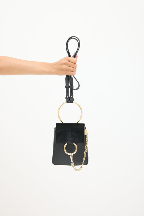 Chloé Black Leather 
Suede Faye Bracelet Bag