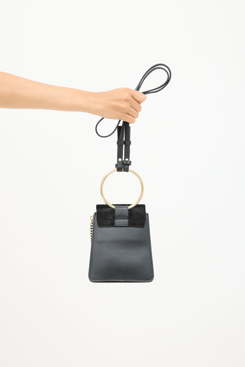 Chloé Black Leather 
Suede Faye Bracelet Bag