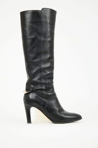 Chloé Black Leather Tall Heeled Boot