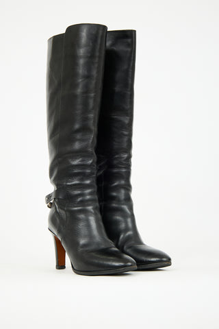 Chloé Black Leather Tall Heeled Boot