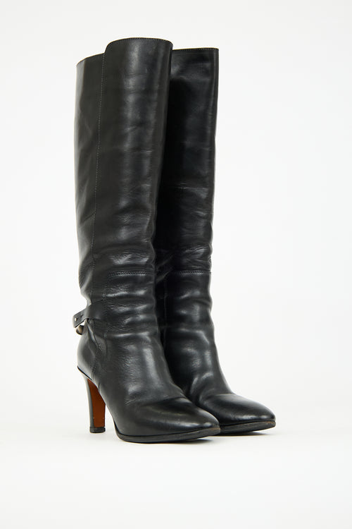 Chloé Black Leather Tall Heeled Boot