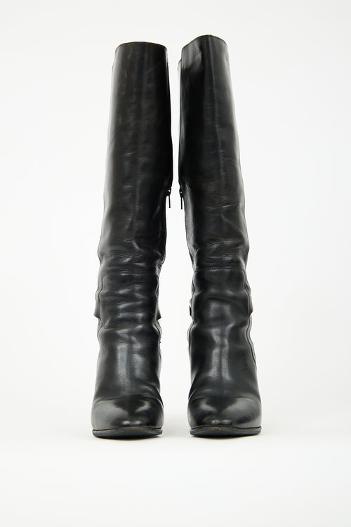 Chloé Black Leather Tall Heeled Boot