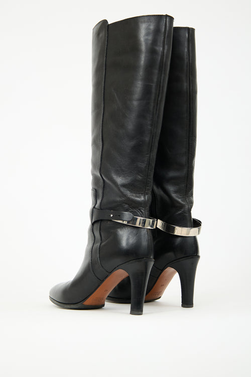 Chloé Black Leather Tall Heeled Boot