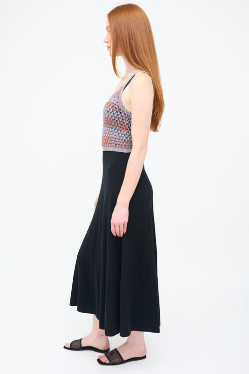 Chloé Black 
Multi Wool Crochet Maxi Dress