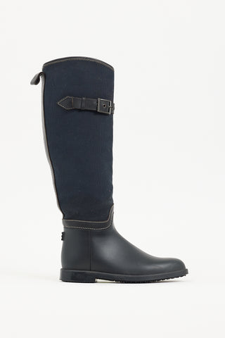 Chloé Black 
Navy Rubber 
Canvas Rubber Boot