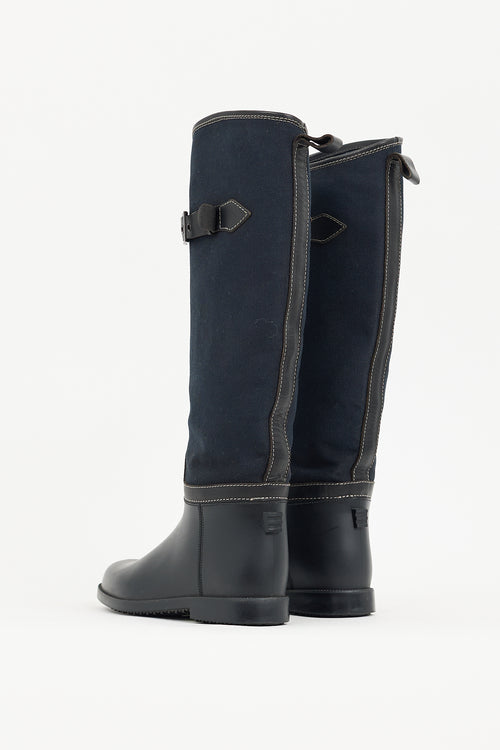 Chloé Black 
Navy Rubber 
Canvas Rubber Boot