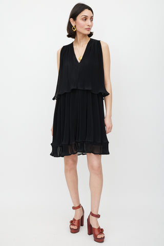 Chloé Black Pleated Tiered Dress