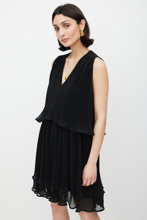 Chloé Black Pleated Tiered Dress