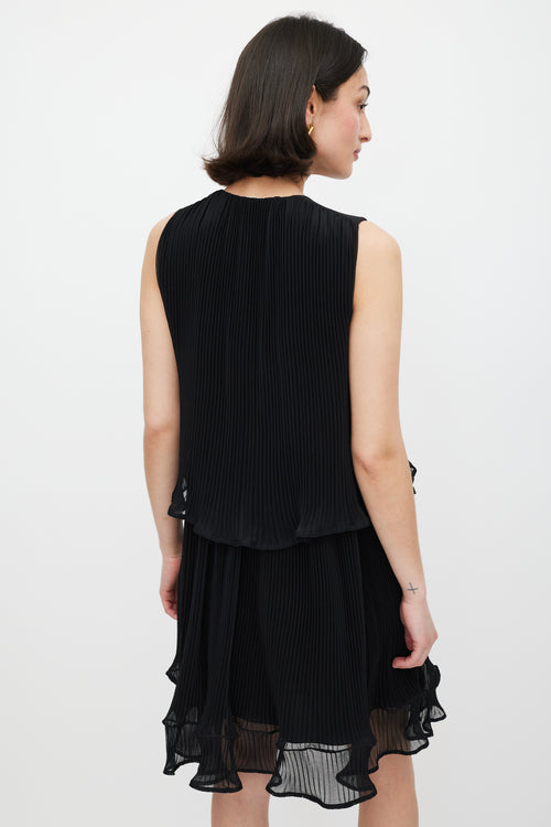 Chloé Black Pleated Tiered Dress