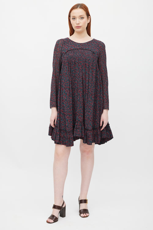 Chloé Black 
Red Printed Mini Dress