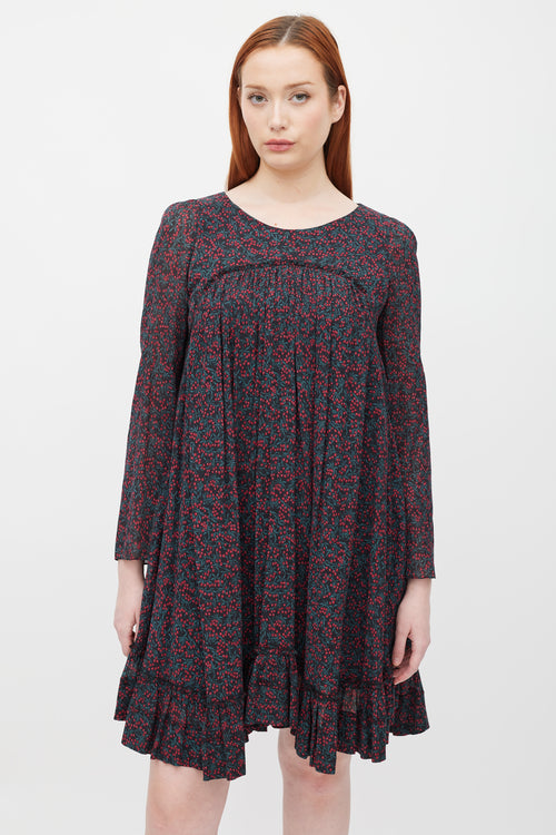 Chloé Black 
Red Printed Mini Dress