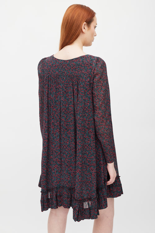 Chloé Black 
Red Printed Mini Dress