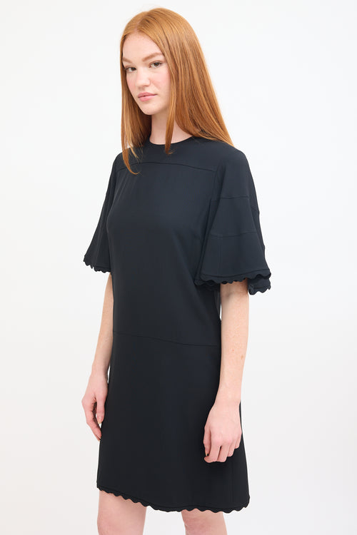 Chloé Black Scalloped Flutter Sleeve Mini Dress