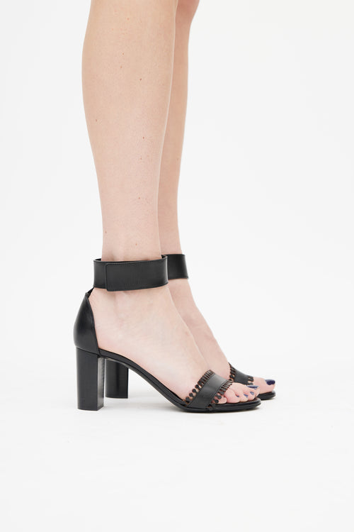 Chloé Black Scalloped Leather Sandal