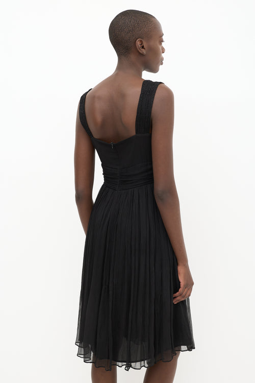 Chloé Black Silk Beaded Pleated Dress