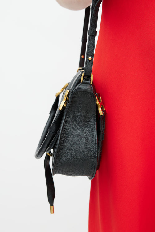 Chloé Black Small Leather Marcie Double Carry Shoulder Bag