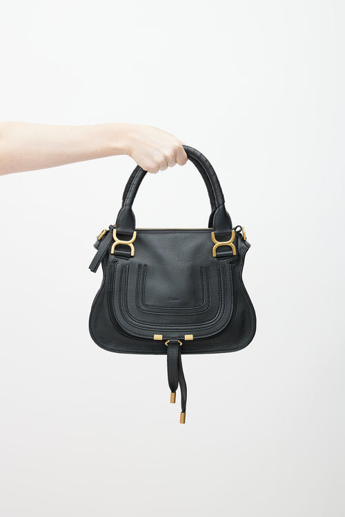 Chloé Black Small Leather Marcie Double Carry Shoulder Bag