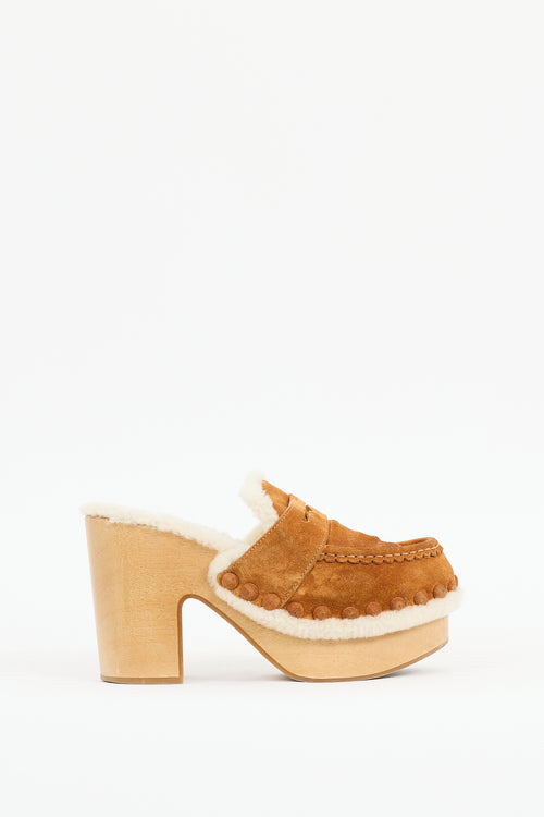 Chloé Beige Suede Platform Mule