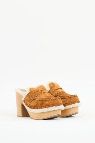 Chloé Beige Suede Platform Mule