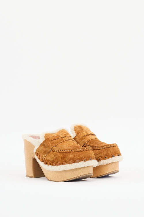 Chloé Beige Suede Platform Mule