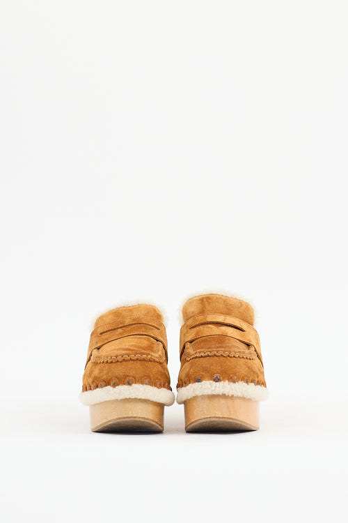 Chloé Beige Suede Platform Mule