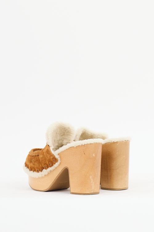 Chloé Beige Suede Platform Mule