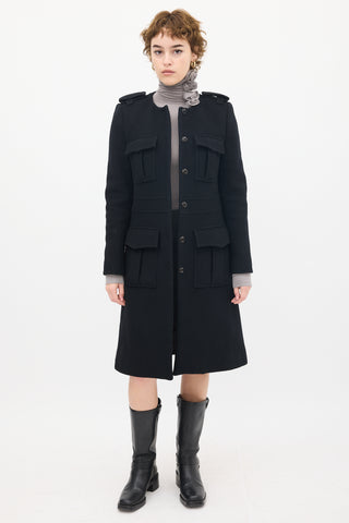 Chloé Black Wool Military Cargo Coat