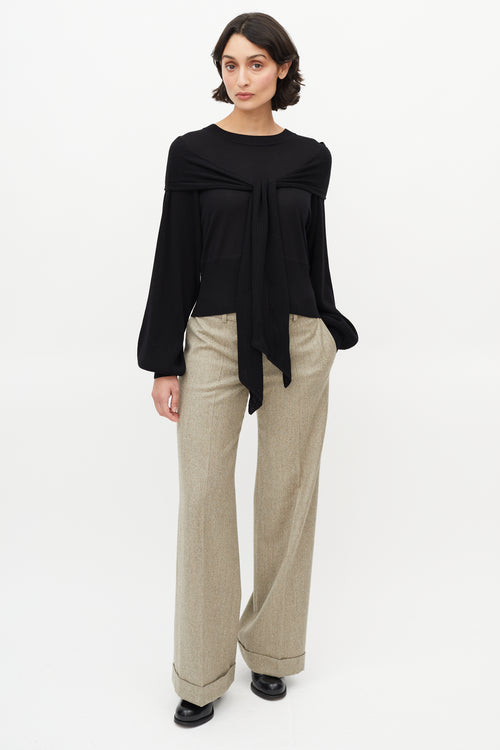 Chloé Black Wool Neck Tie Sweater