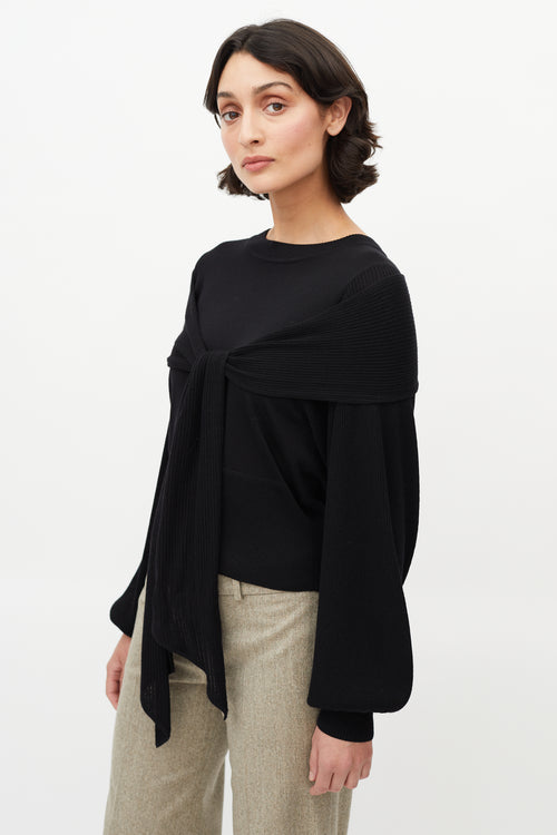 Chloé Black Wool Neck Tie Sweater