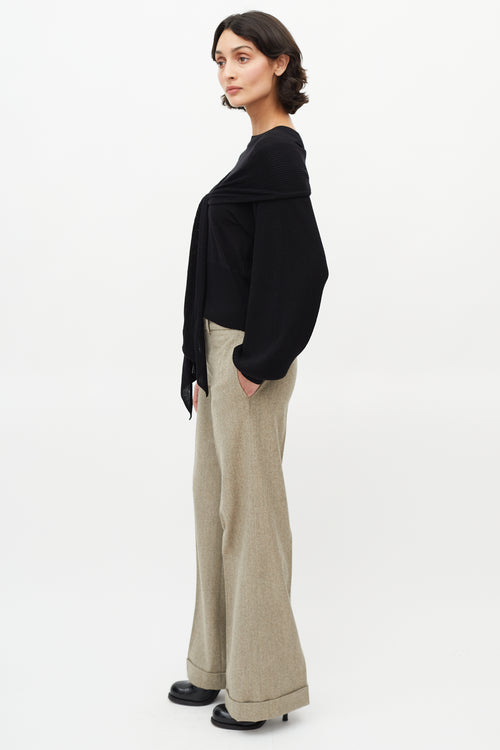 Chloé Black Wool Neck Tie Sweater