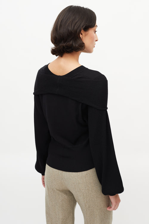 Chloé Black Wool Neck Tie Sweater