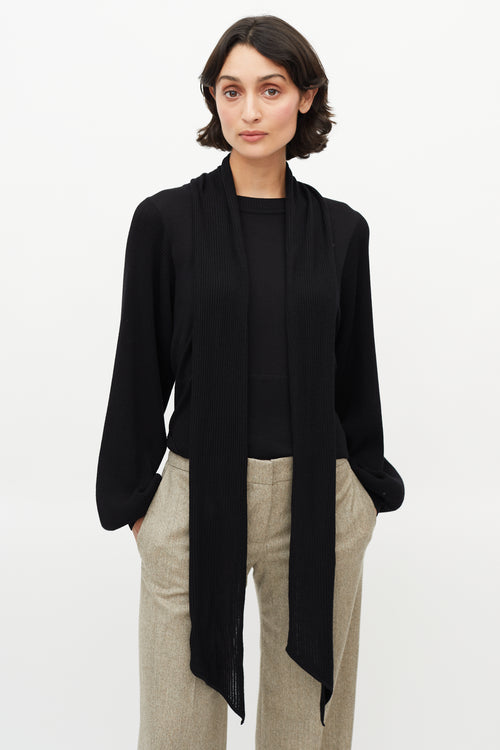 Chloé Black Wool Neck Tie Sweater