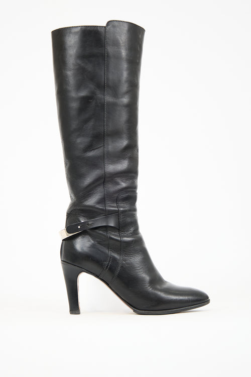 Chloé Black Leather Tall Heeled Boot