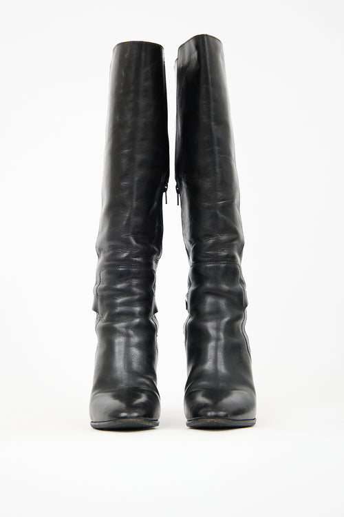 Chloé Black Leather Tall Heeled Boot