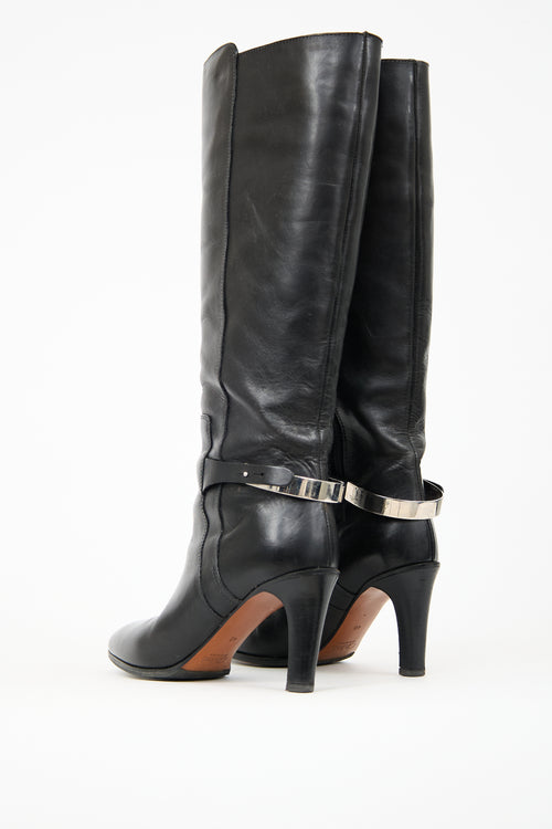 Chloé Black Leather Tall Heeled Boot